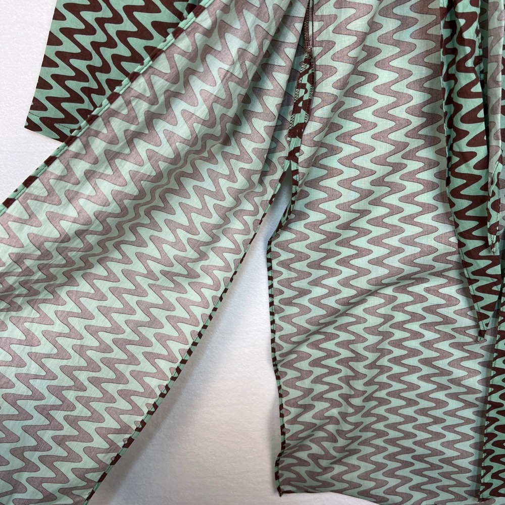 Zara Green Lizzie Shirt Dress Womens XS Long Sleeve Tie Front Midi Mod Retro - Picture 5 of 12
